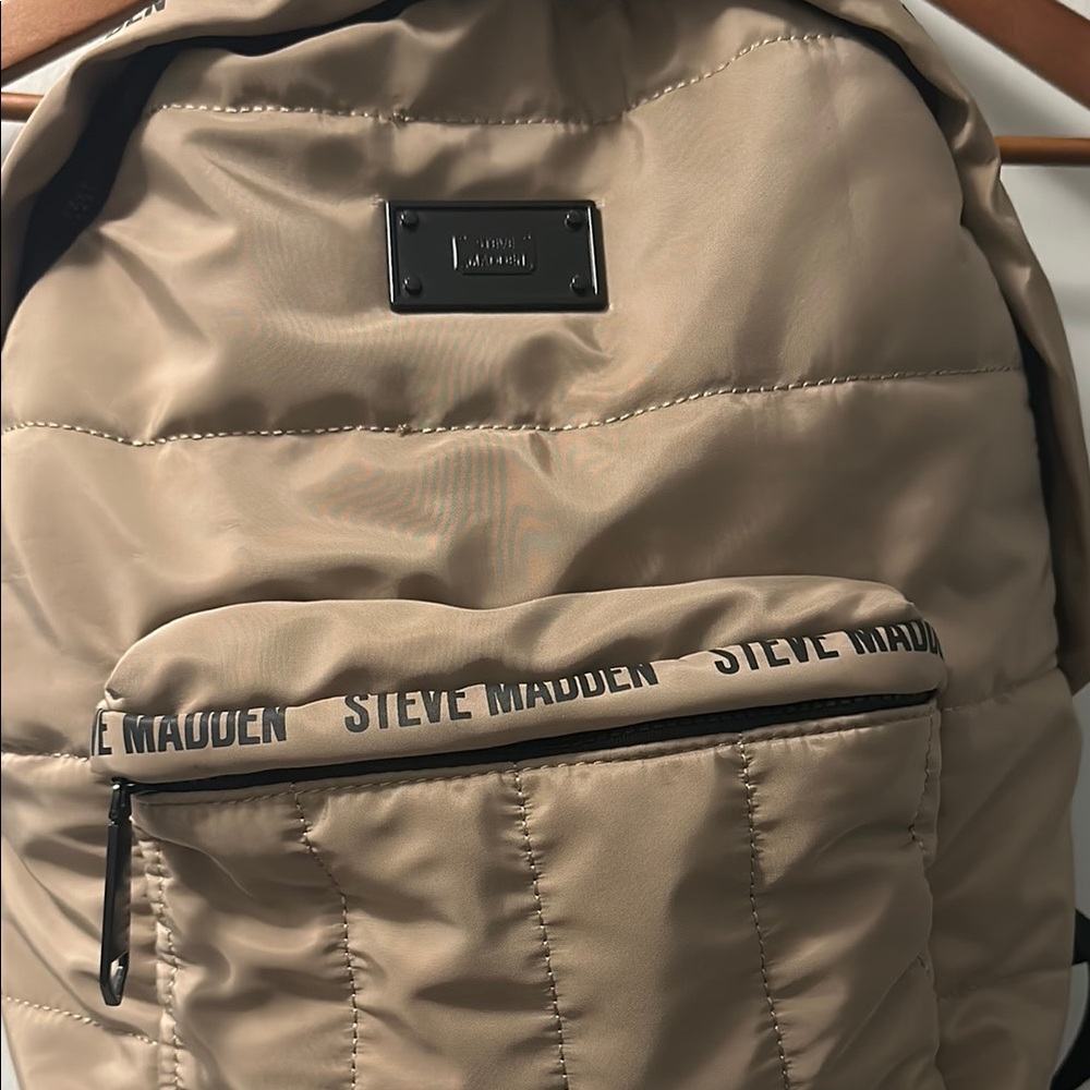Steve Madden Beige Quilted Backpack